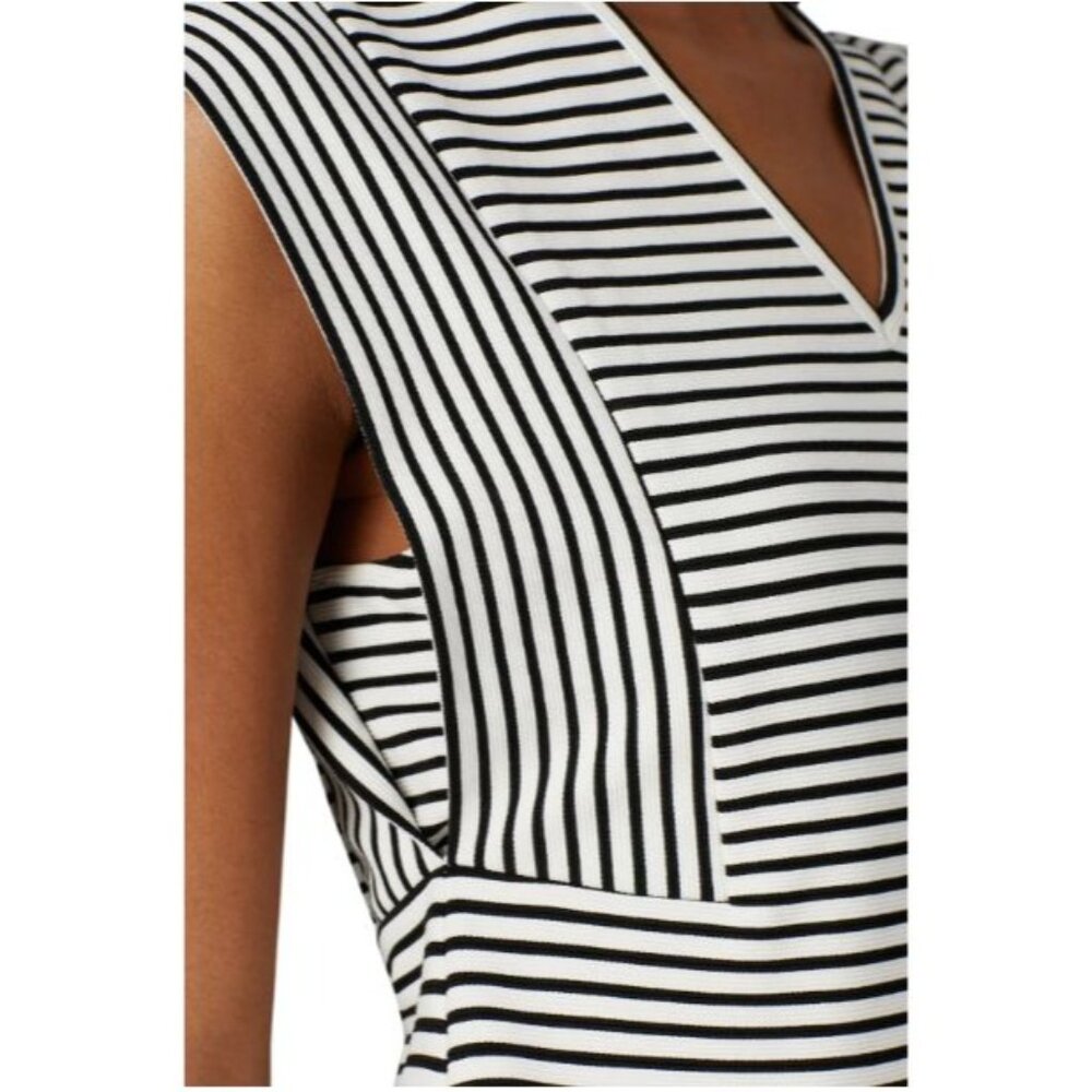 DEREK LAM Collective Dress Italian Size 42 (Medium/6) Stripe Stretch Knit Sheath - Picture 3 of 8